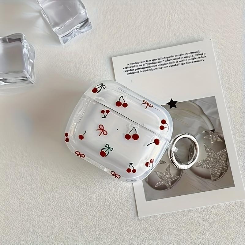 Cute Cherry Bow Design Case Suitable for Apple Headphones, Providing Drop Protection And Scratch Resistance for Airpods Charging Case