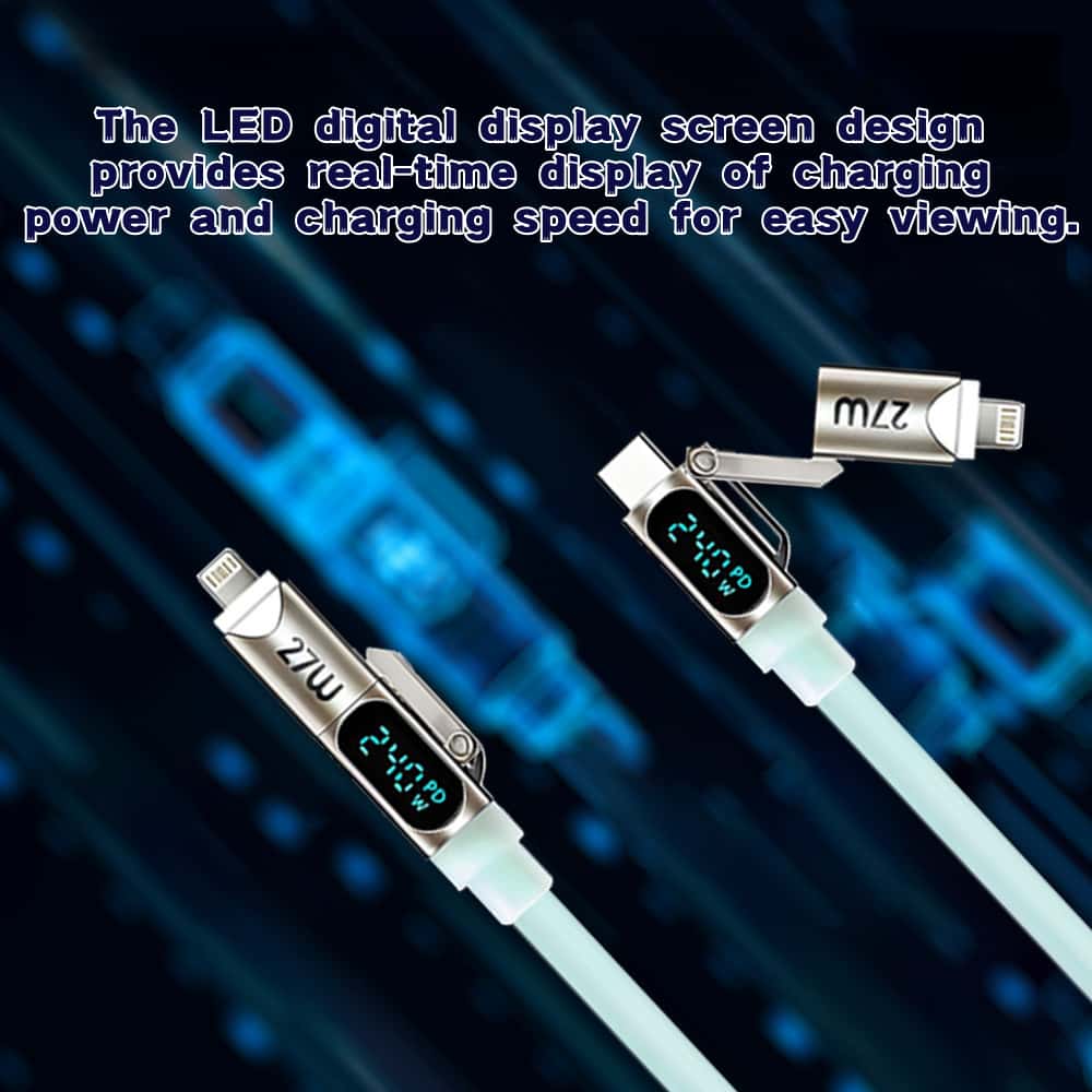 240W 4-in-1 Fast Charging Cable,Compatible With Multiple Devices Including Smartphones And Laptops 2026 New Style Data Cable with Digital Display-MM