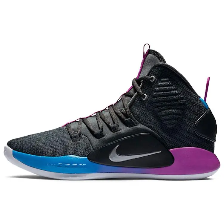 Nike Hyperdunk X HD Lace-Up Mid-Top Performance Basketball Shoes for Men in Black, Purple, and Blue Verifiable, with credentials and supporting global authentication