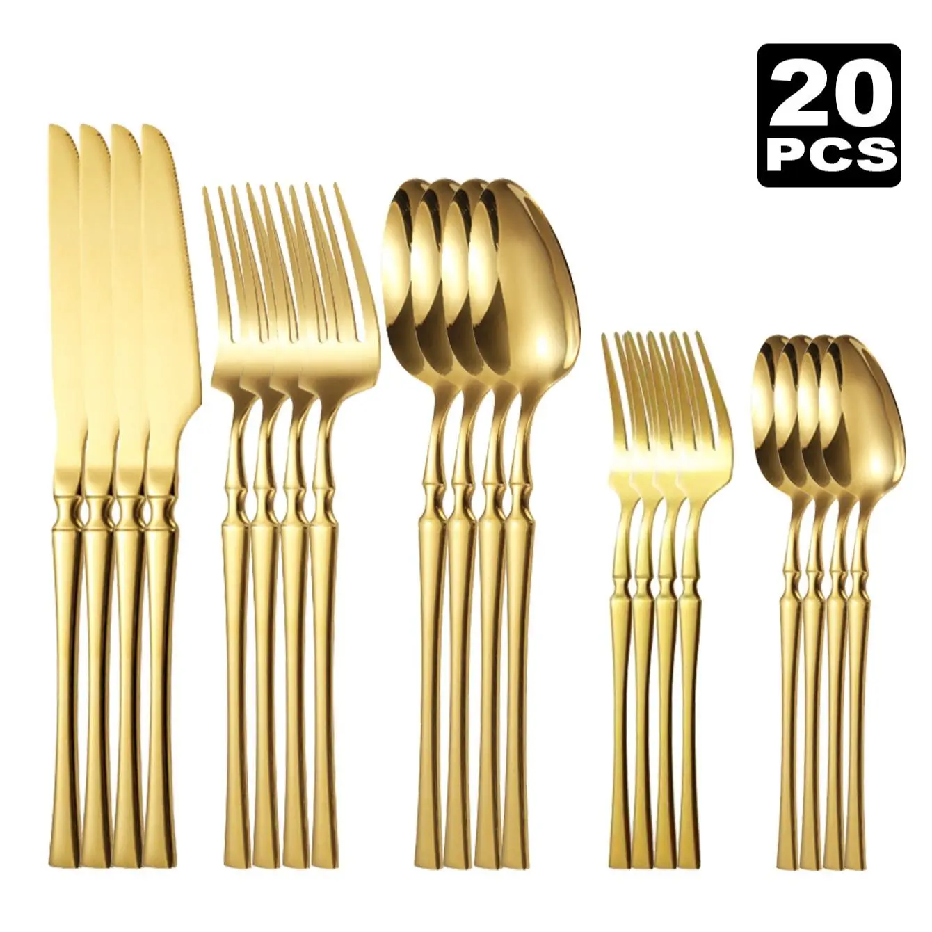 20PCS Stainless Steel Little Silverware Set - Kitchen Accessories, Essentials, Supplies, Cool Gadgets, Cutlery Service Set for Dining