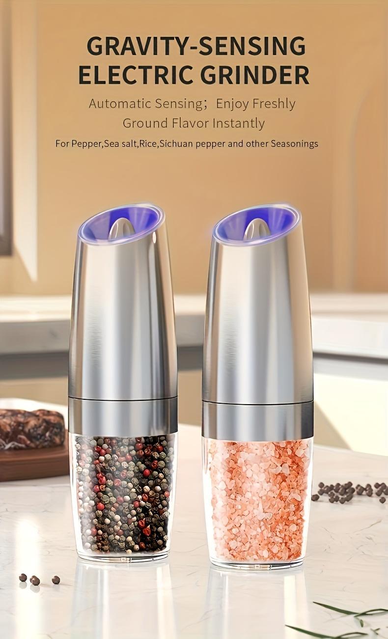 1pc/2pcss CLITON Salt And Pepper Grinder Electric 2pcs, Electric Battery Salt And Pepper Grinder Set, Electric Salt And Pepper Grinder Set, Salt And Pepper Shakers Set, Large Capacity with LED Light, Multiple Style Options, Kitchen Gift