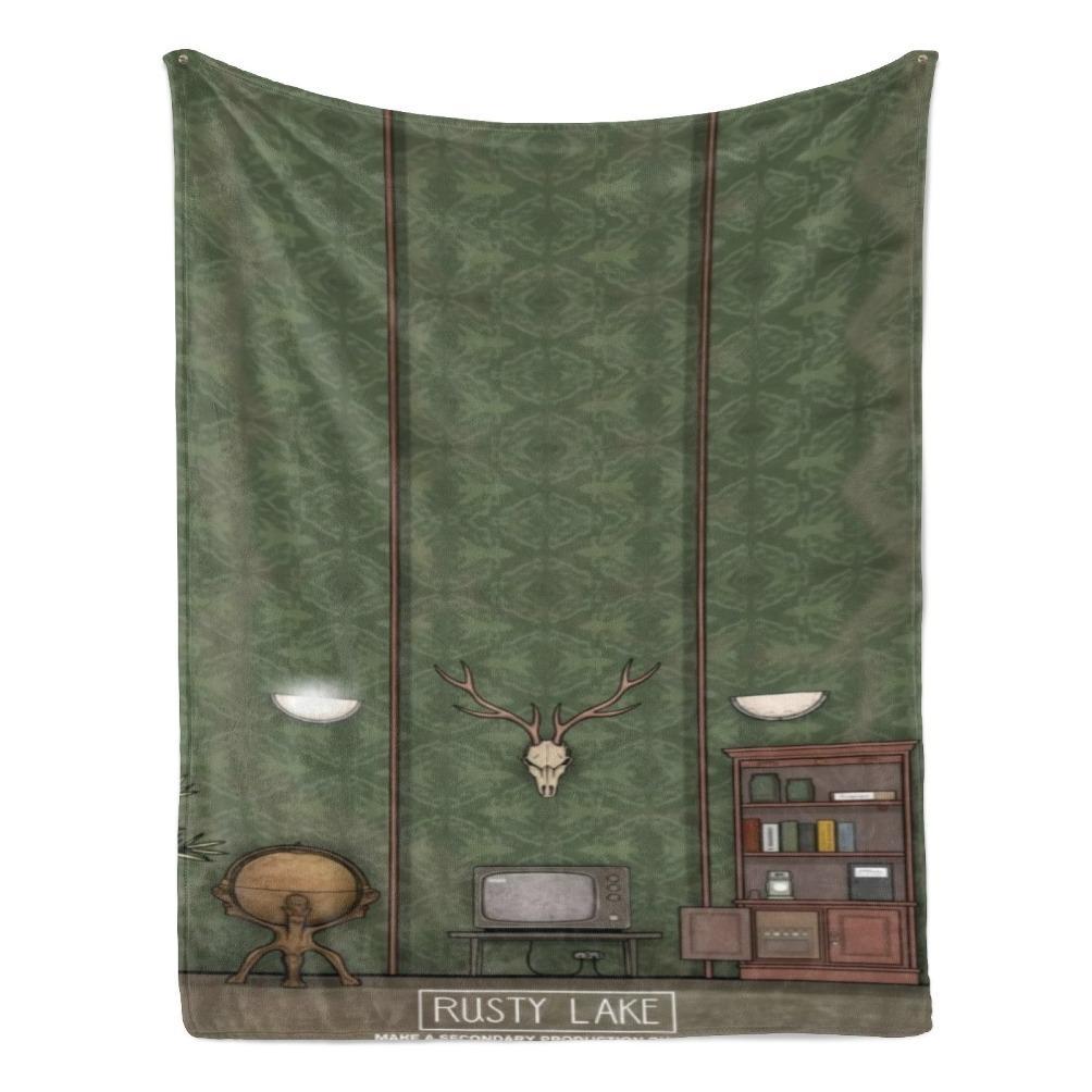 Rusty Lake Theme Flannel Blanket Surreal Mystery Game Throw Soft Cozy Plush Blanket for Couch Sofa Bed Indie Puzzle Art Aesthetic Home Decor Lightweight Travel Blanket Gamer Fan Collection Gift All Season Comfort Decorative Bed Cover