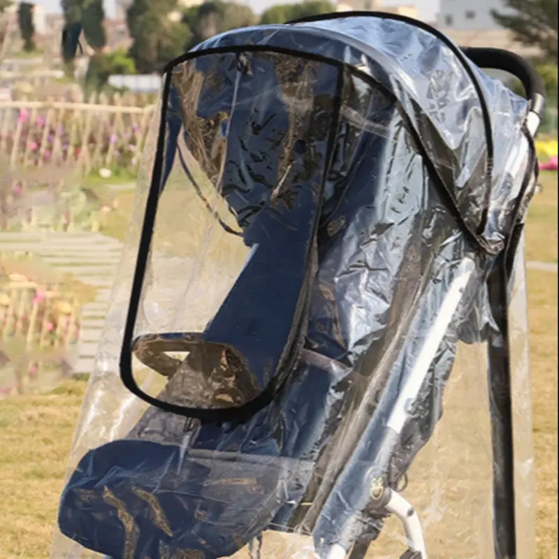 Baby Stroller Rain Cover, Transparent PVC Material, Windproof, Waterproof, Dustproof, Snowproof, Insect-Proof, Easy Installation, Universal Fit