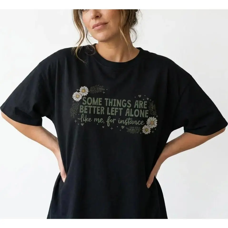 Funny Introvert Shirt Plus Size Sarcastic Floral Graphic Tee Classy Summer Tops Casual Streetwear Top