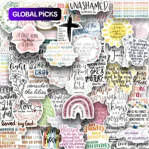 Bible Verse Sticker, 50pcs/set Water Bottle Sticker, Scrapbook & Journal Making Material Paper, DIY Decorative Sticker for Stationery & Computer & Phone