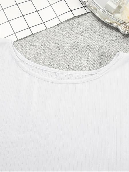 Women's Solid Color Long Sleeve T-Shirt and Shorts Loungewear Set, Comfortable Sleepwear for All Seasons, Homewear and Pjs for Women