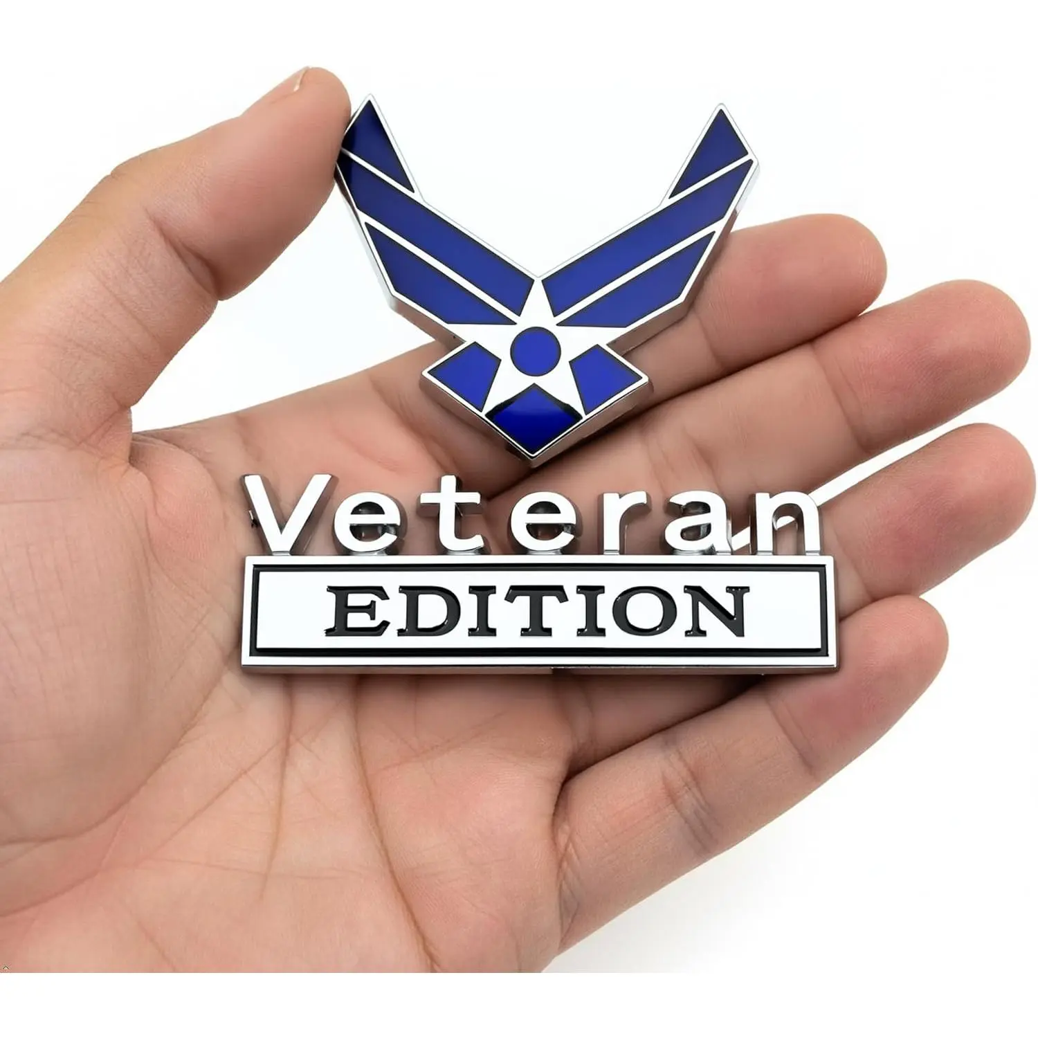 U.S. Air Force Veteran Edition Emblem Badge Set - Metal 3D Car Decal, Air Force Veteran Commemorative Decoration, Waterproof Weather-Resistant Side Panel Decal, 1-Piece Set
