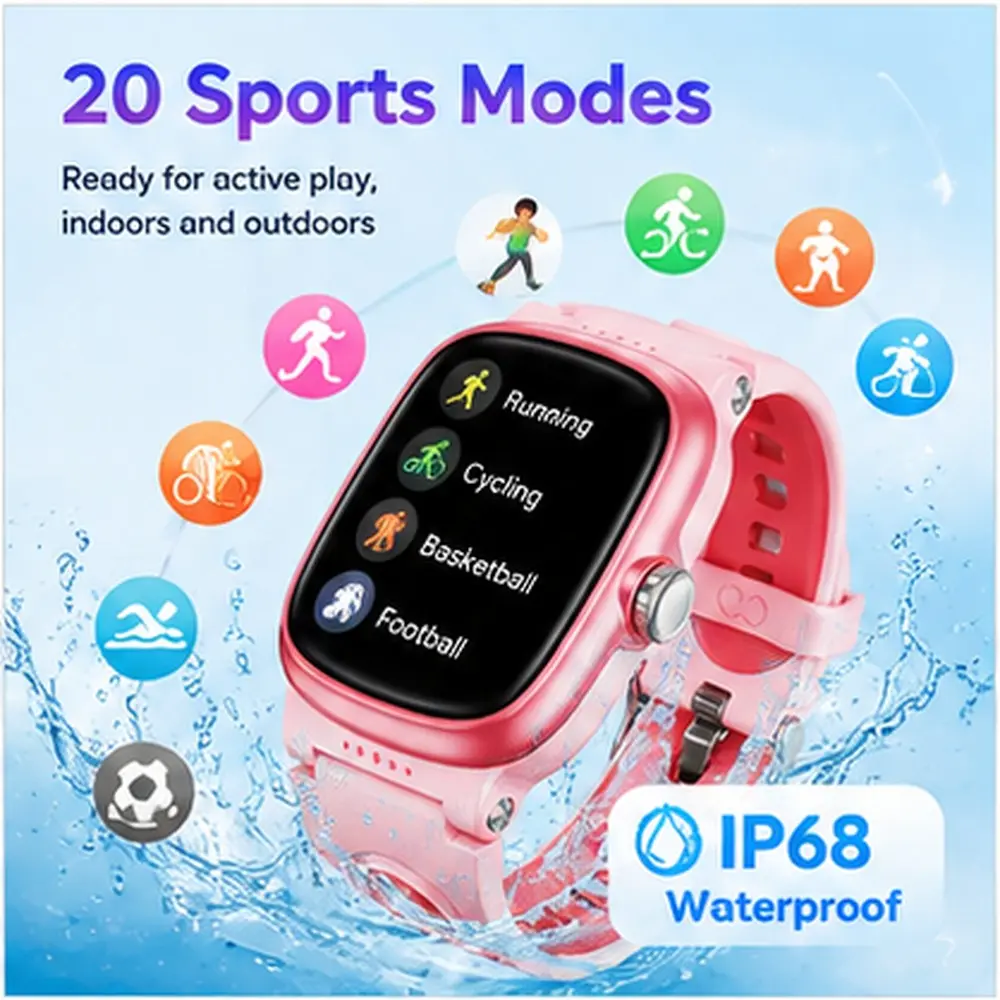 Smart Watch, Unisex, Colorful Silicone, 8 Educational Games, Music, Alarm, APP Notifications, HD Touchscreen, Ideal Birthday Gift