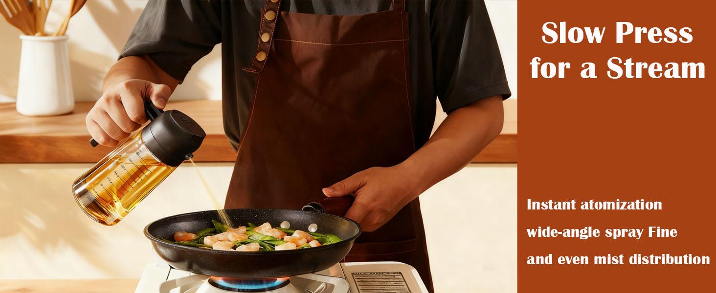 16oz 2-in-1 Glass Olive Oil Sprayer & Dispenser, Food-Grade Oil Mister for Air Fryer, Cooking, Salad & BBQ (Black)