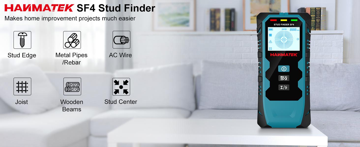 Stud Wall Scanner,5 in 1 Multifunction Stud Locator with Sensor Audio Alarm HD LCD Display, Stud Tool for The Center Edge of, Studs, Plaster,AC Wire,Pipe