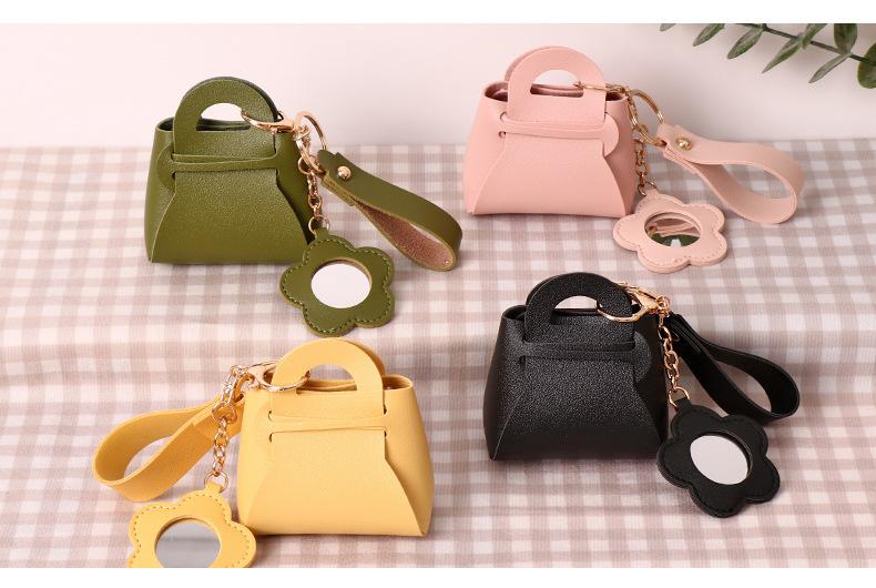 Mini Backpack Keychain Mini Coin Purses for Women Cute PU Leather Makeup Bag with Keychain, Pocket Holder Cable Organizer Giftable Pouch (Cute Mirror)