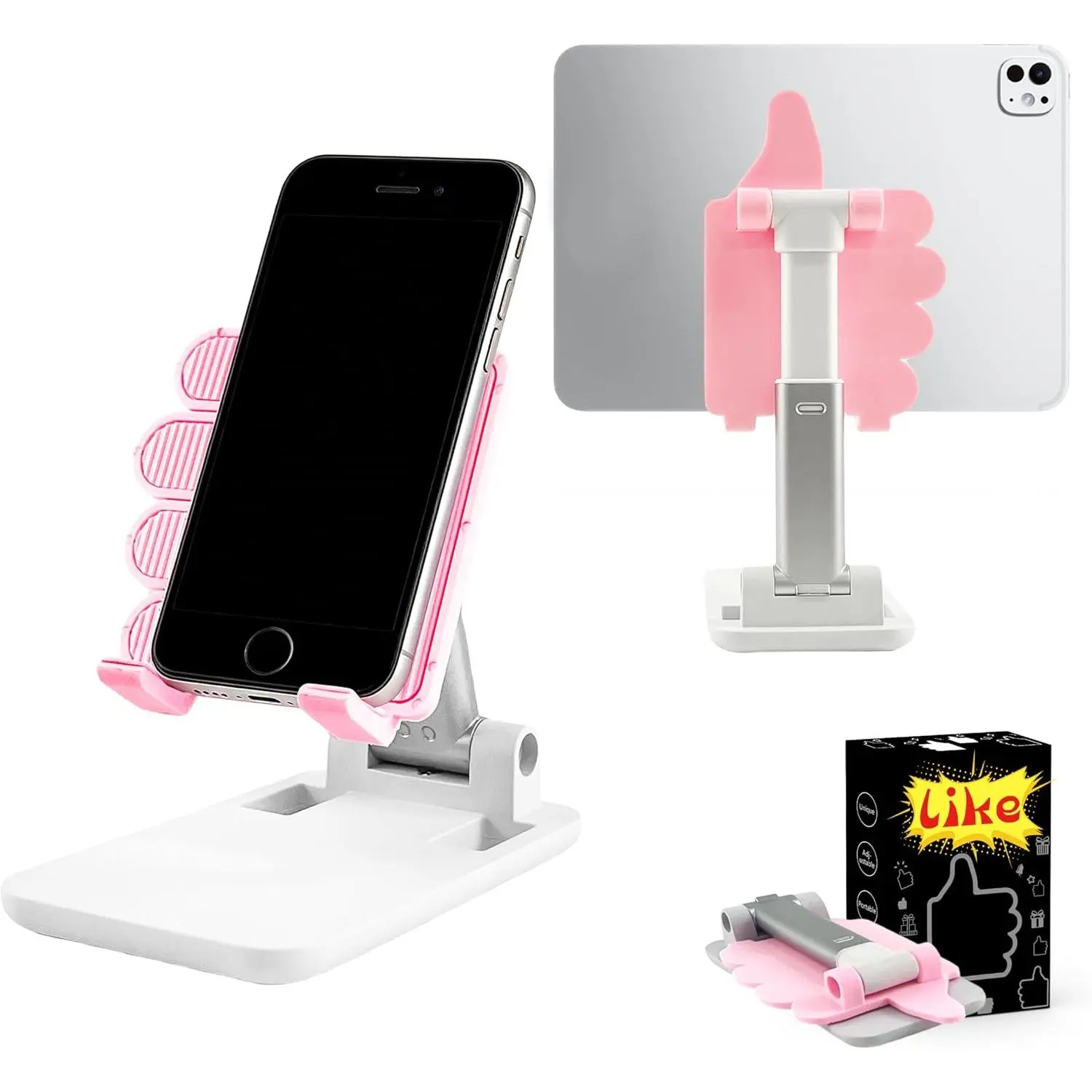 Father's Day Foldable Cell Phone Stand Non-Slip,Thumbs Up Adjustable Phone Holder with ,Portable Phone Stand for Desktop Compatible with  Mobile Phones ()