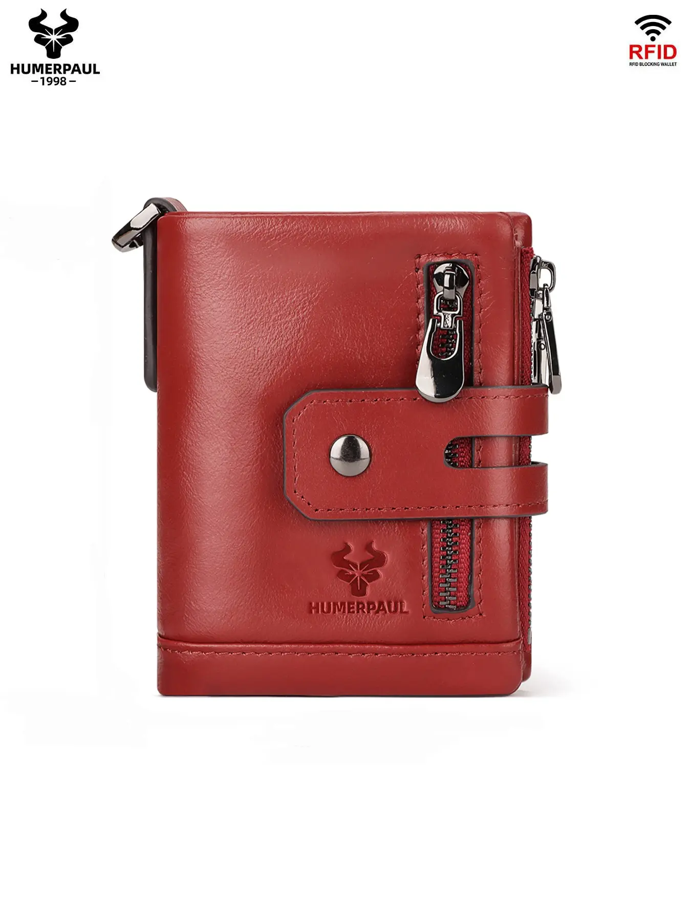 Genuine Leather Women's Elegant Wristlet Wallet As Gift, Trendy Plain Color Bifold Wallet with Car Slots Design, Fashionable Wallet for Daily Use