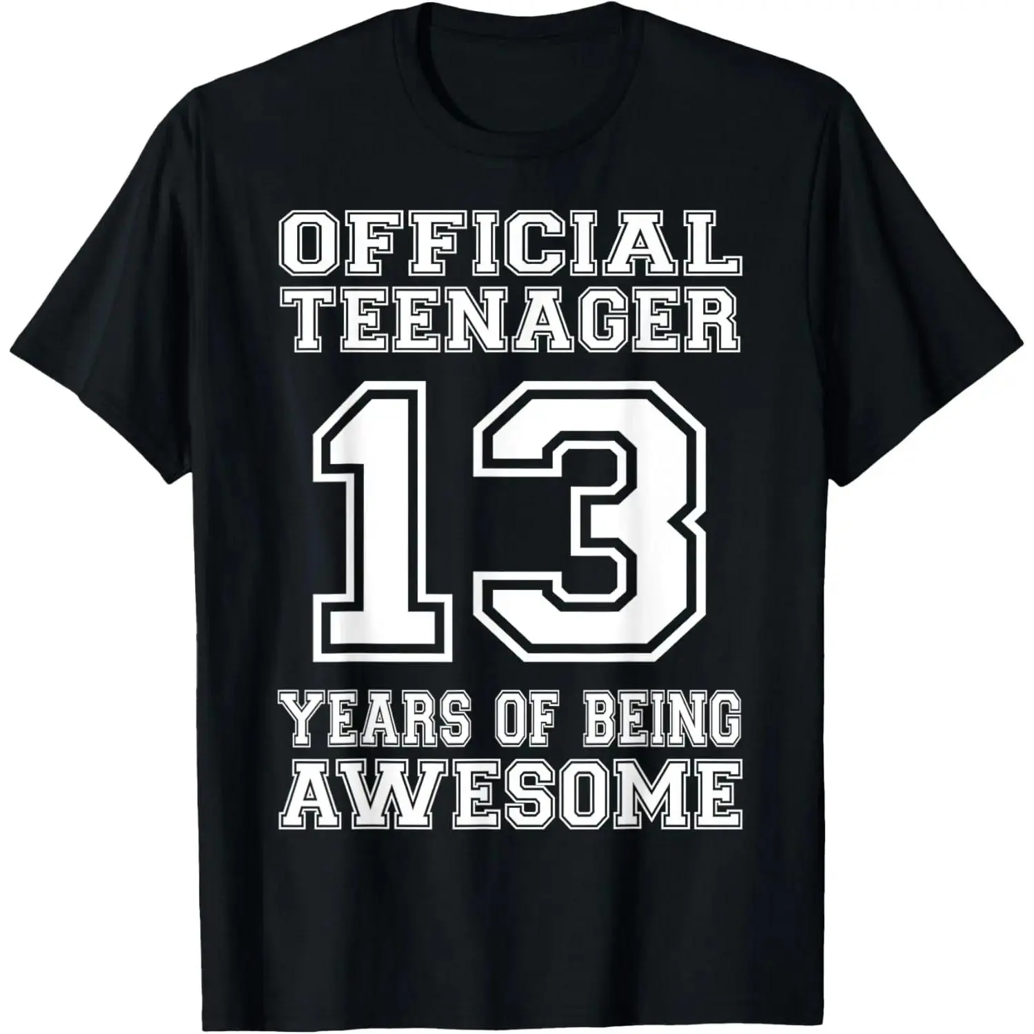 Unisex 100% Cotton Short-Sleeve "Official Teenager" Funny Graphic T-Shirt - 13th Birthday Gift, All-Season Athletic Boys Clothing, Teenage Boy Gifts, Shirts for Women