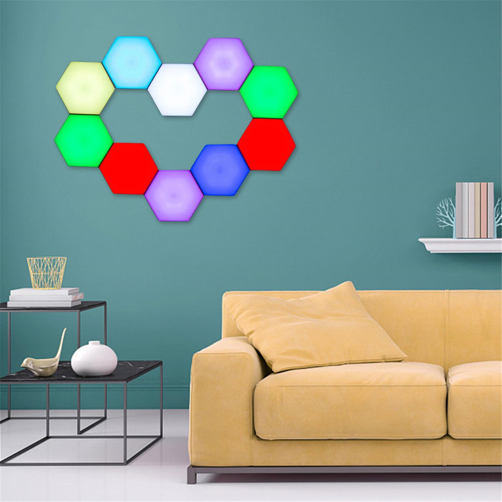 Creative Hexagon Wall Lights Smart Remote Control Touch Sensitive RGB LED Honeycomb Night Lights DIY Modular Assembled Splicing USB Powered Panels for Home Decor Minimalist Design Easy Installation