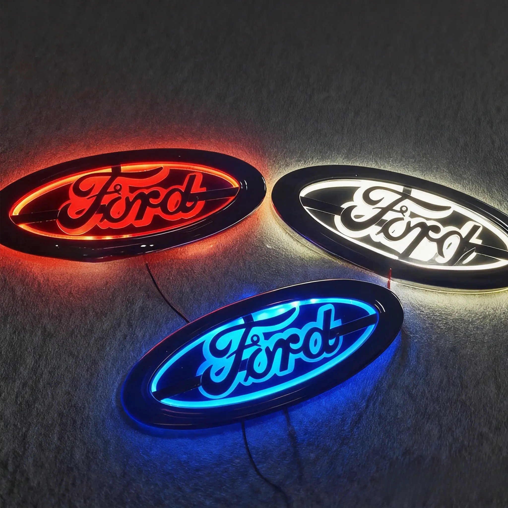 5D LED Rear Emblem Light - 14.5x5.6cm LED Group, Waterproof Car Exterior Accessory for Focus/Mondeo/Kuga Truck & SUV, Night Visibility Enhancement, Original Look Preservation, Vehicle Decoration