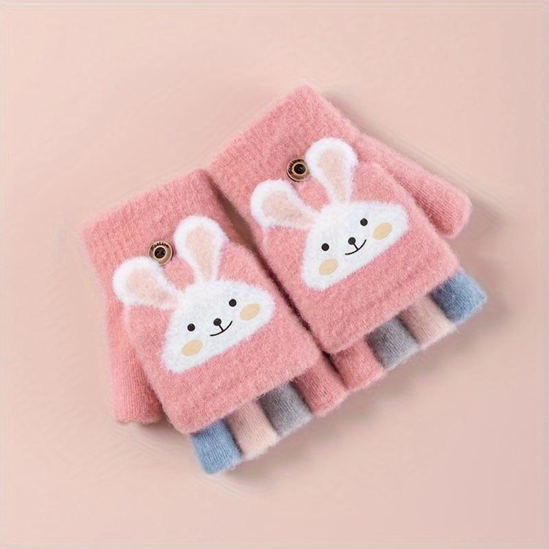 New1 Pair Fleece-Lined Cozy Design Half-Finger Flip Gloves, Warm Winter Outdoor Play and Daily Use -4 °