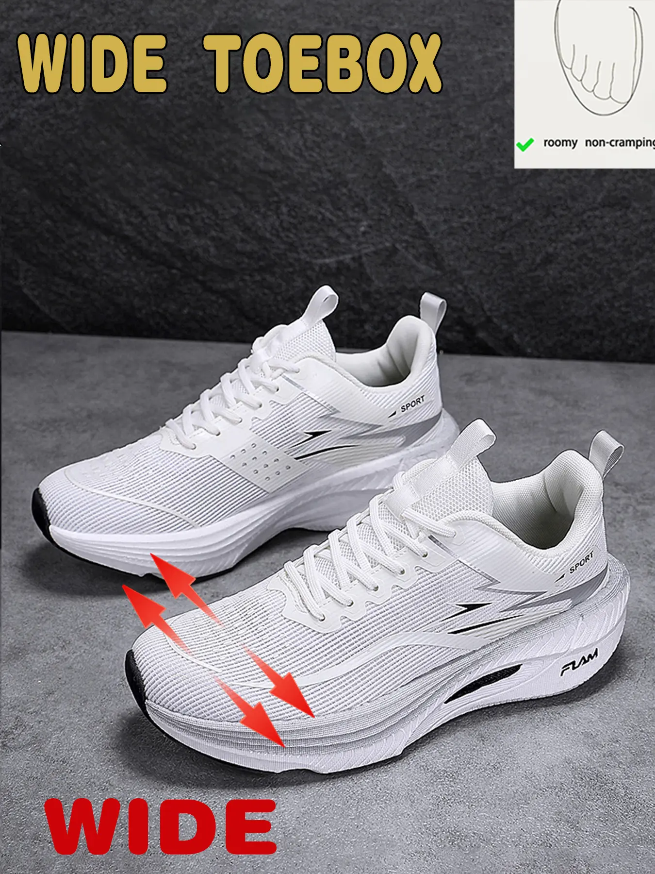 Women's Wide Toe Comfort Barefoot Running Shoes, Breathable Mesh, Lightweight Soft Sole, Ideal for Long Runs, Fitness, Daily Wear