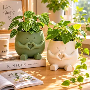 2 Lucky Plant Pots, Cute 3D Printed Succulent Pots, Indoor Planters, Ideal for Indoor Plants, Perfect for Home, Office, Cafe, Bar Decor, Unique Gift