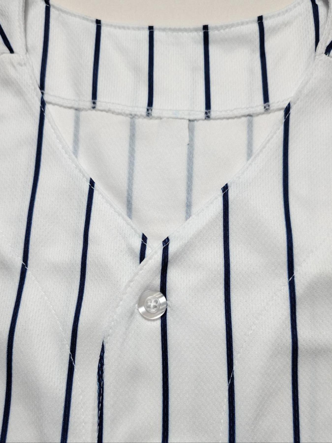 Men's Letter & Number Print Baseball Jersey, Casual Breathable V-neck Short Sleeve Pullover Uniform for Training & Competition, Embroidered Design Baseball Top, Jersey Shirts, Sports Top