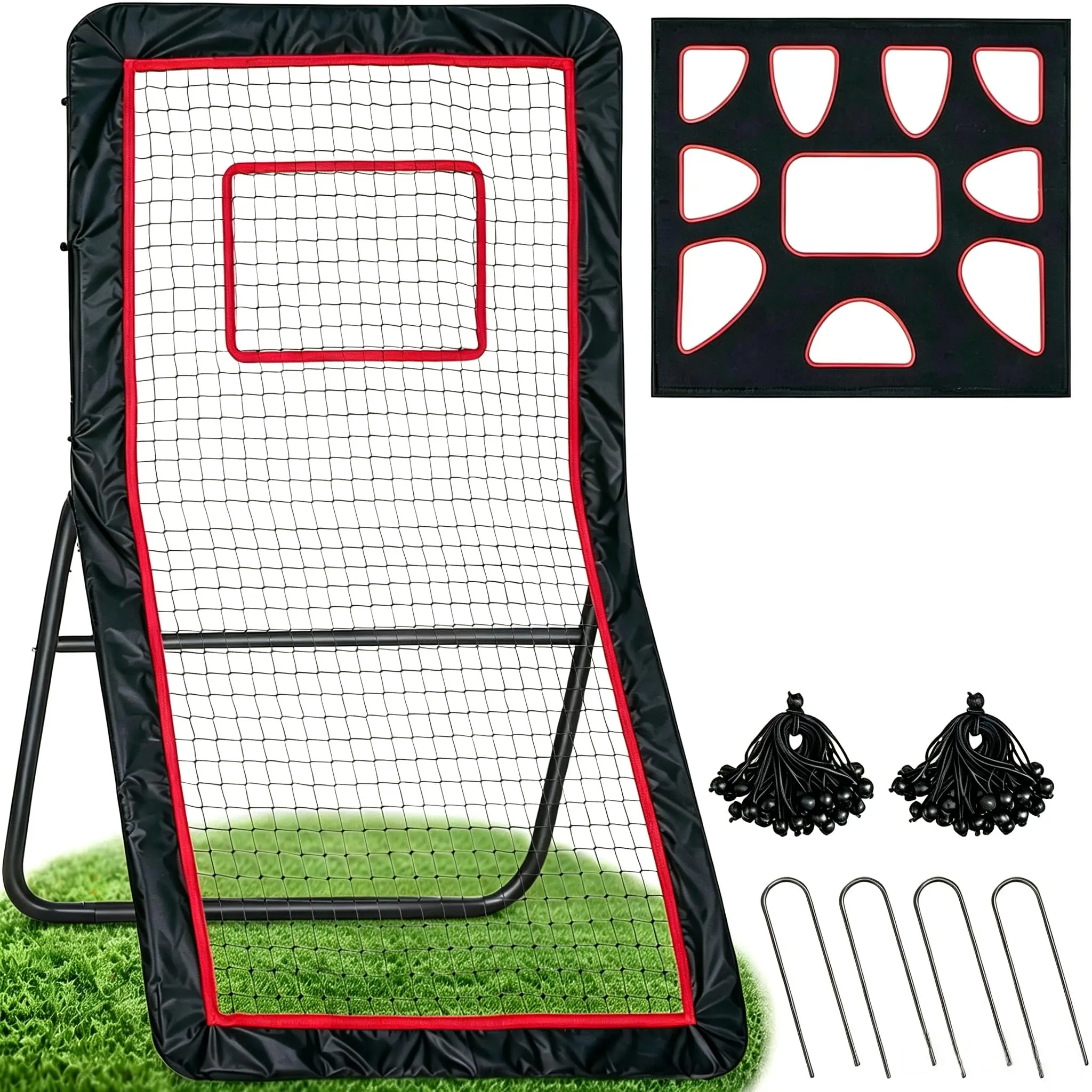 Heavy Duty Field Hockey Rebounder Net 4x7FT – Adjustable 5-Angle Design – Durable Training Equipment for Backyard Practice – Ideal for Team Sports