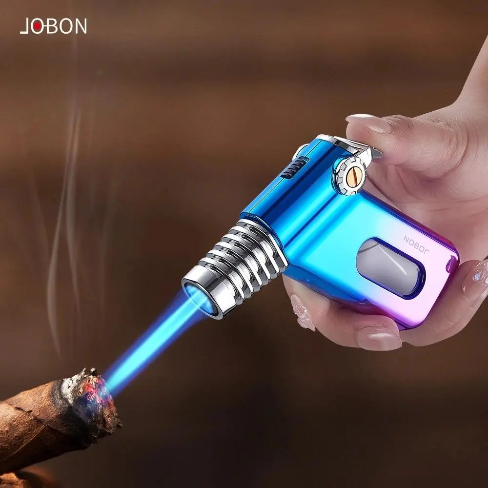 Creative Windproof Transparent Vent Metal Butane Lighter (Butane-Free), with Safety Lock and Adjustable Flame – Blue Flame, Rechargeable for Cooking, Welding, Baking, and Dessert Making – Perfect Gift for Men, Kitchen Lighter | Stylish Metal Lighter