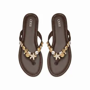 Cider STARFISH & SHELL & RHINESTONE FLIP-FLOP SLIPPERS