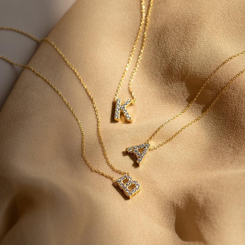 Dainty Letter Necklace by Minimalist - 18K Gold Plated Initial Necklace - Custom Diamond Letter Pendant Necklace with Mirror Chain - Everyday  - Personalized Jewelry - Gift for HerGold Plated Crucifix Cross Necklacedainty & delicate accessories