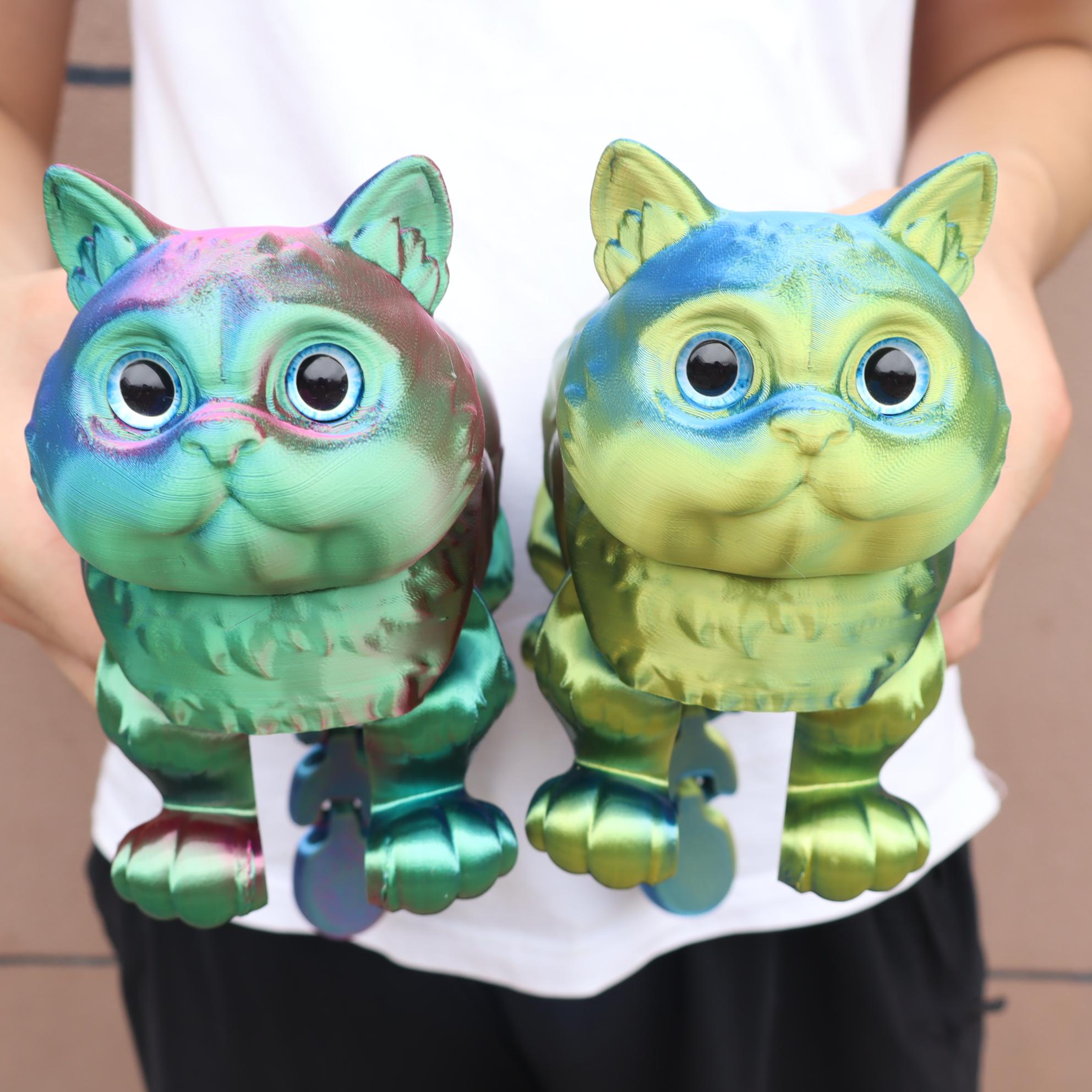 3D Printed Short Hair Cat Figurine, 36cm Rainbow Gradient, Moving Joints, Decorative Fidget Figurine, Perfect Home Decor, Birthday Gift, Christmas Present