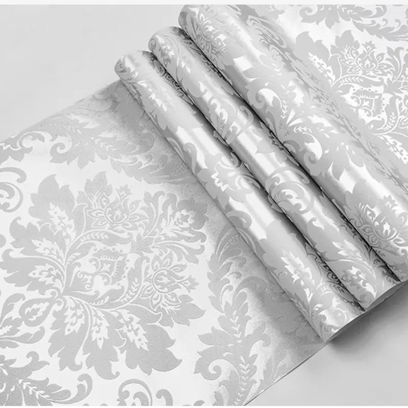 European Vintage Luxurious Striped Large Flower Non-Stick Thick Non-Woven Wallpaper, Home Decor Wall Paper, Elegant Interior Design