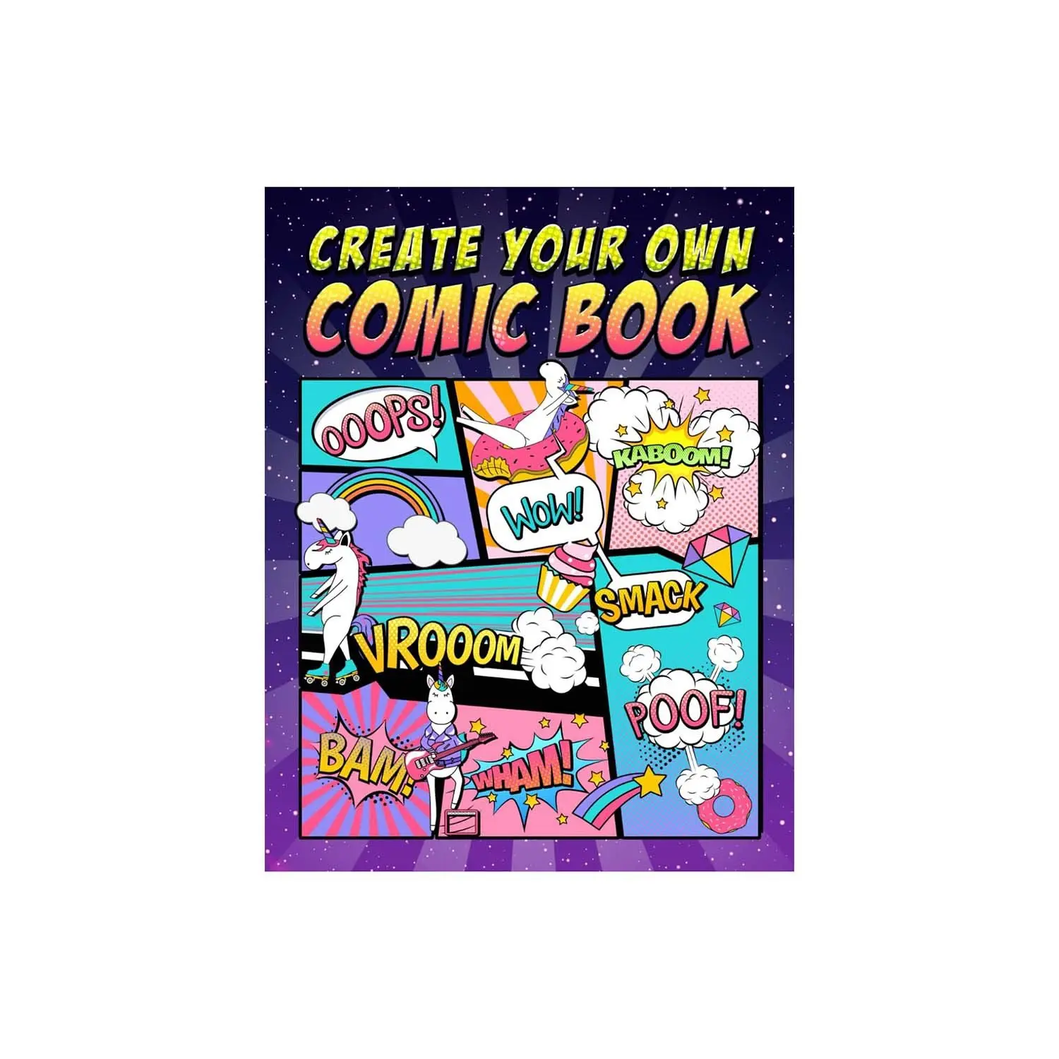 Blank DIY Comic Sketchbook, American Cartoon Panel Pages, 100 Page Doodle Notebook, Hand Drawn Creation Journal, Create Your Own Comic Book