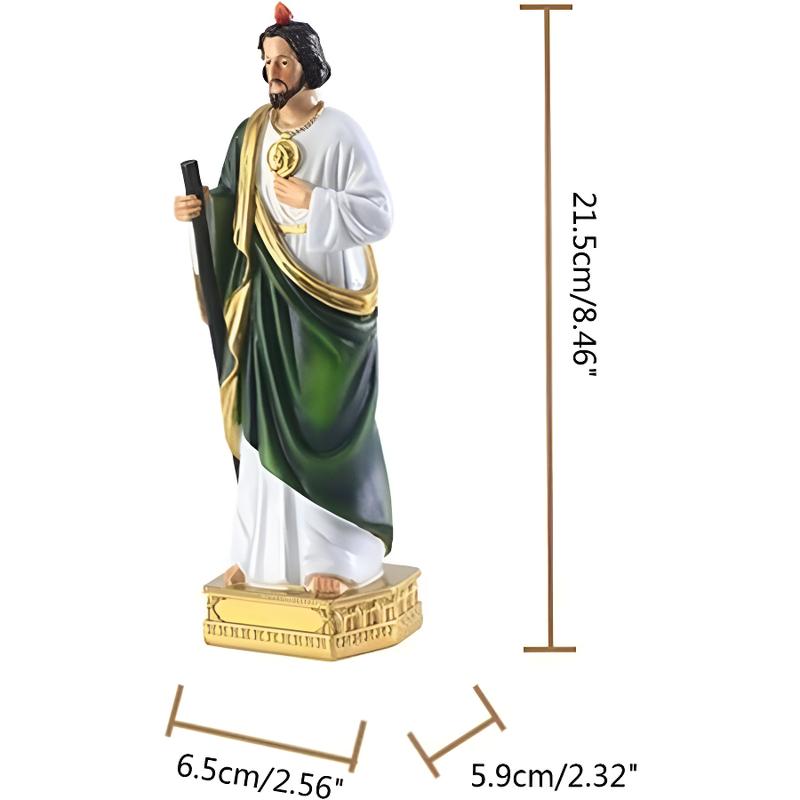 8.5 Inch Religious Resin St. Jude Tadeo Statue – Colorful Catholic Prayer Statue for Home Worship, Devotional Figurine for Believers, Collectible Religious Decor Mini Faith