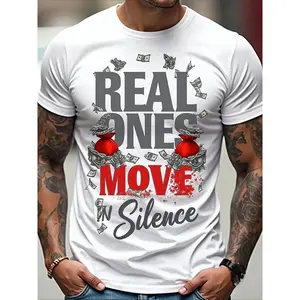 Real Ones in Silence T-Shirt |     Graphic Tee with Money Design, Inspiring Quote, Comfortable Fit for Men, Crew Neck Style, Extremely Soft, Breathable, Moisture-Wicking, Casual Summer Shirt, Essential Fashion Tee,tee casual crewneck,funny,unisex,good,gym