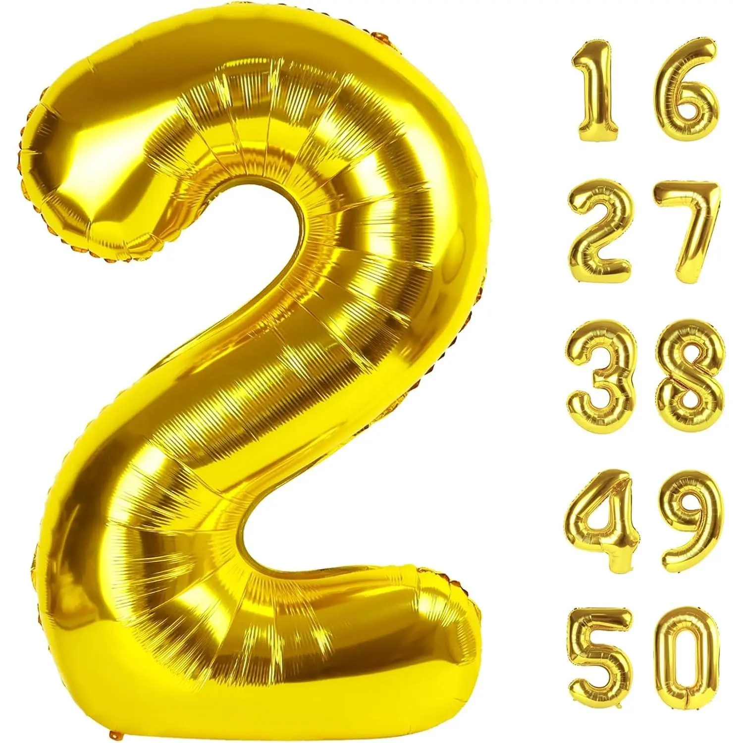 40 Inch Gold Number 2 Balloons Foil Digital Helium Number Balloons for 2nd 12 23 24 25 Birthday Anniversary Wedding Party Decorations,Jumbo Helium Balloon Giant Large Digital Balloon