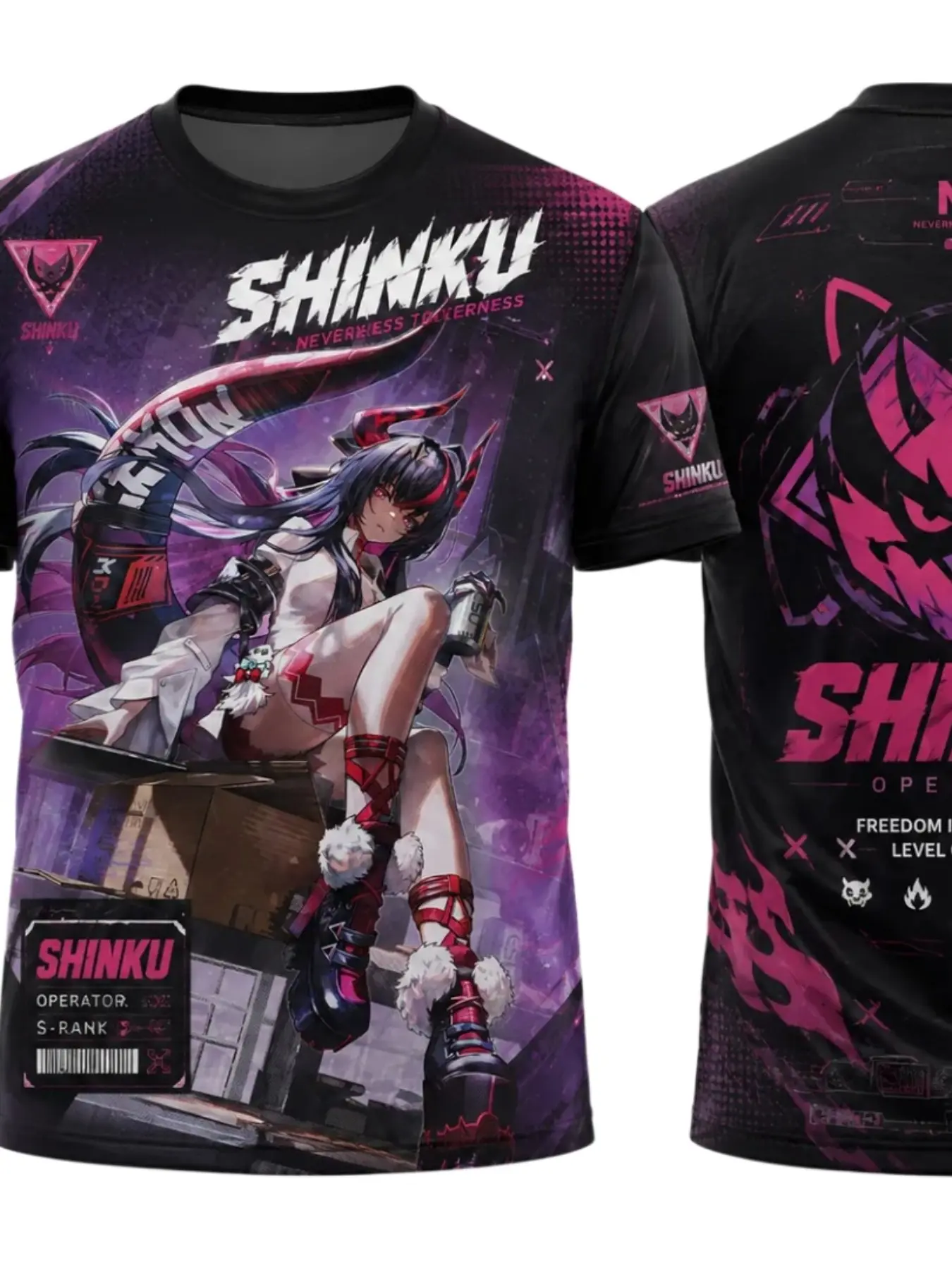 Cyberpunk Anime Girl Shinku Short Sleeve T-Shirt, 3D Full Print, Loose Fit, Unisex, Casual Streetwear, Summer Top