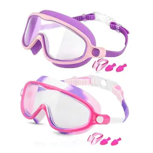 Large Frame Kids Swimming Goggles, Amazon Cross-Border Hot Selling HD Anti-Fog Waterproof Silicone Swim Goggles