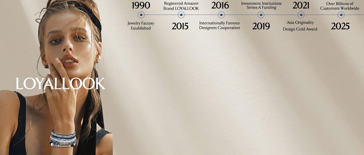 Loyallook 6 sets bohemian stackable bead bracelets for women stretch bohemian style stretch multilayered boho bracelet set