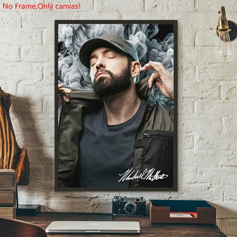 1 piece/set frameless canvas painting print poster, Classic Character Album art，Eminem - Rapper ，a perfect gift for Music loves, ideal gift for bedroom, living room, dorm hallway, kitchen, mural, wall decoration, room decor