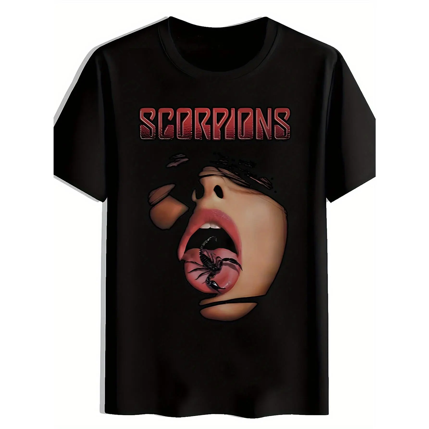 Men'S Black "Scorpions" Graphic T-Shirt - Vintage Rock Band Design, Short Sleeve, Round Neck, Casual Summer Tee for Music Fans, Beach, Holiday, and Party Wear, Holiday Tee |   Rock Band Graphic |   Lightweight Tshirt