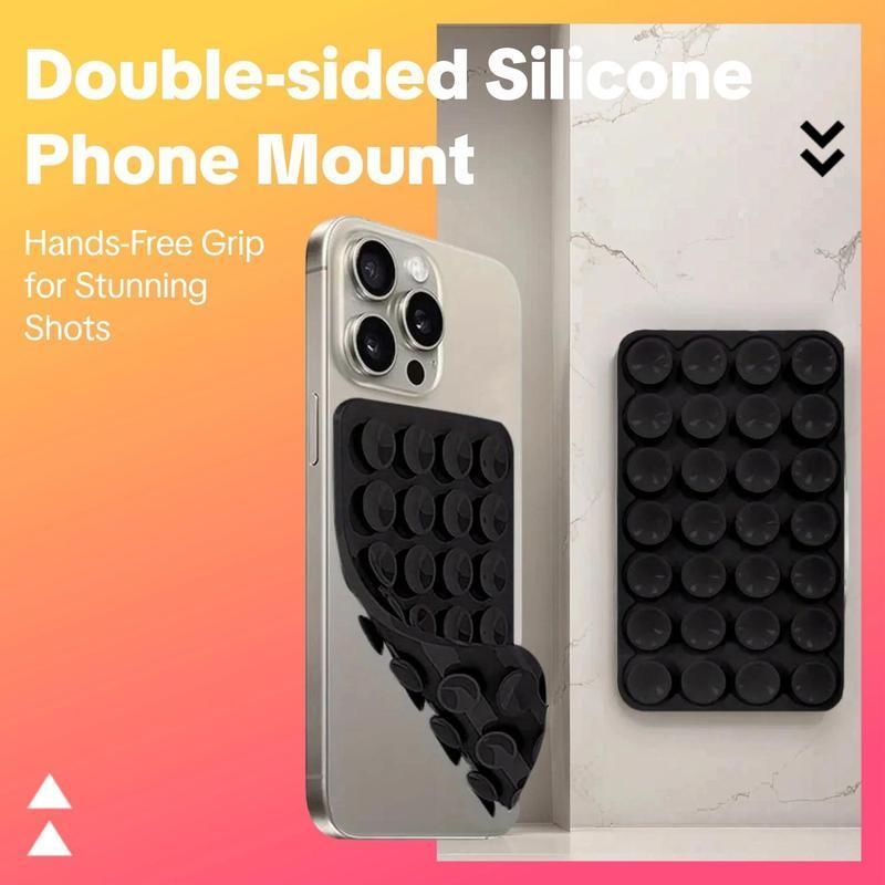 Silicone Suction Cup Smartphone Case Mount, 1 Count Double Sided Phone Holder Mount, Hands-Free Strong Grip Durable Holder for Selfies and Videos, Phone Accessories