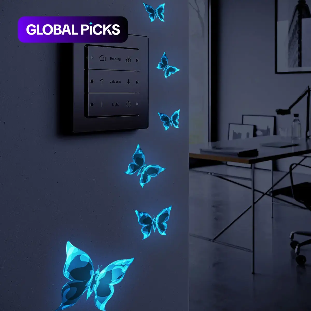 Luminous Butterfly Sticker, 1 Set Glow in The Dark Decorative Wall Sticker, Decorative Decal, Diy Decoration for Home Party Festival, Diy Stickers