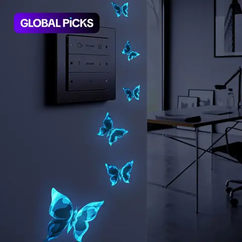 Luminous Butterfly Sticker, 1 Set Glow in The Dark Decorative Wall Sticker, Diy Decoration for Home Party Festival, Diy Stickers, Butterfly Wall Decals