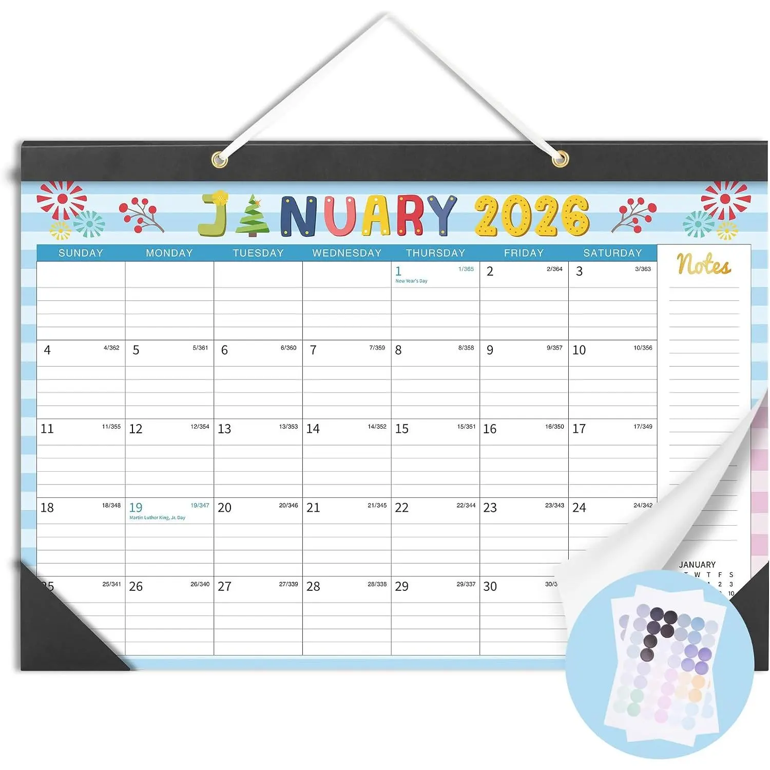 Desk Calendar 2026, 12 Months from January 2026 to December 2026, 17" x 12" Large Desk Calendar with Stickers & Protect Corners, Calendar Planner for  & Office, Seasons Color Monthy Calendar 2026
