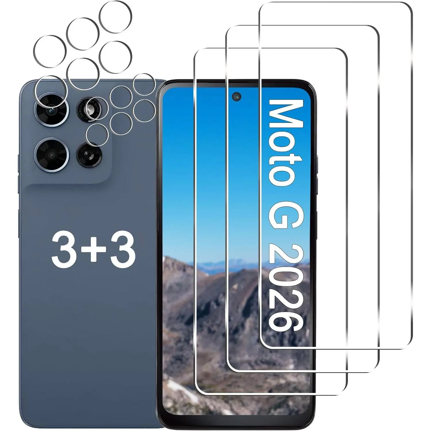3 Pack Moto G 2026 Screen Protector [6.7 inch] + 3 Pack Camera Lens Protector, Anti Scratch Bubble Free, Easy Installation