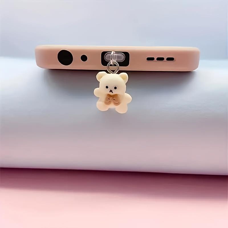 2piec 3D bear mobile phone pendant dust plug.