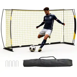 Soccer Goal, 12x6 ft Foldable Heavy-Duty net with Metal Frame, high-Strength Fiberglass Support Poles, Includes Storage Bag