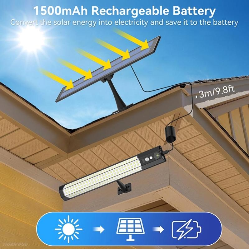 Solar Powered Wall Light, Outdoor Landscape Garden Camping Light, USB/Solar Charging Waterproof Wall Mounted Light with Motion Sensor & Remote Control