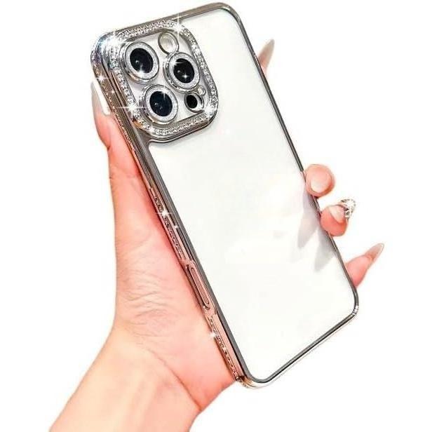 DarlingCase Glitter Bling iPhone 17 Pro Max Case with Diamond Camera Frame, Fits iPhone 15 Pro Max, iPhone 14 Pro, iPhone 13, Electroplated Clear Bumper Cover – Shiny Look, Stand Out Vibes (Purple)
