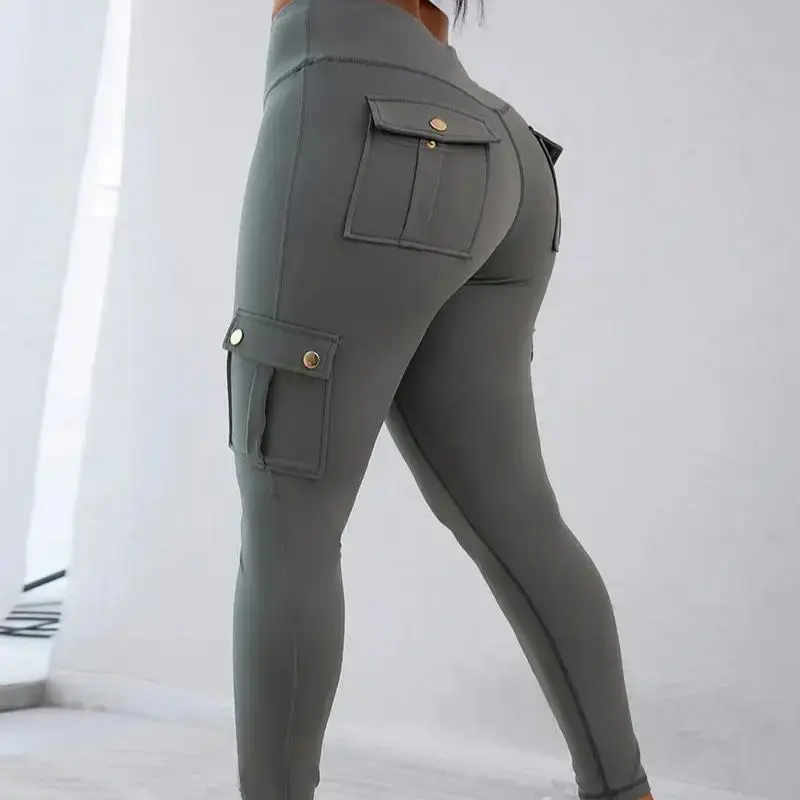Womens Butt Lifting Leggings with Flap Pockets/ High Waist Tummy Control Workout Cargo Leggings/High Waist Tummy Control Leggings Yoga Pants Gym Sportswear Bottoms
