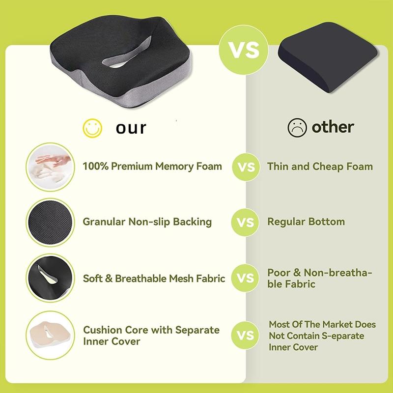 Concave U-shaped donut pillow for office, car, and home seats. Memory foam pillow with washable and breathable cover, suitable for long-term sitting, for office chairs, gaming chairs, and car seat upgrades, Seat Cushion Pad